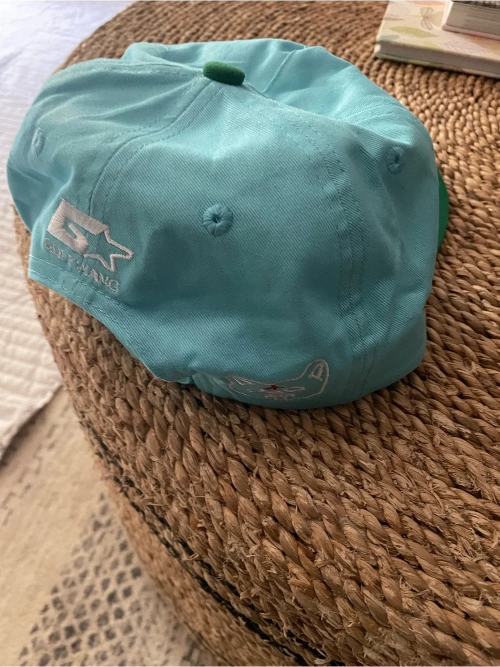 Wolf Embroidered Two-Tone Baseball Cap - Aqua & Green